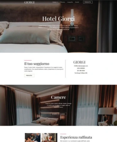 Esempio di layout per sito per hotel: servizi e punti di forza messi in evidenza